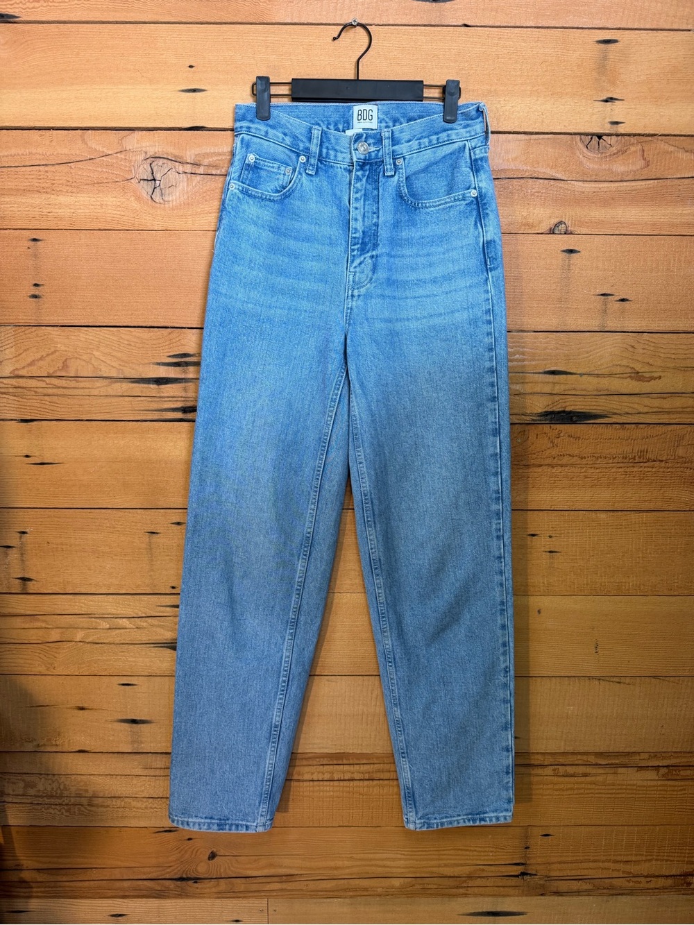 BDG High-Rise Straight Leg Jeans in Light Wash Blue